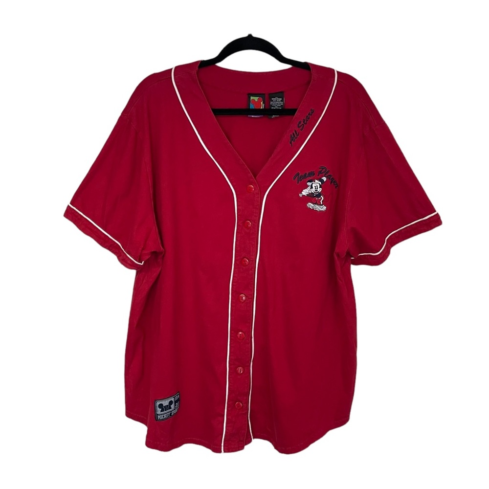 Vintage Mickey Red Black Team Player All Stars Embroidered T-Shirt 18/20